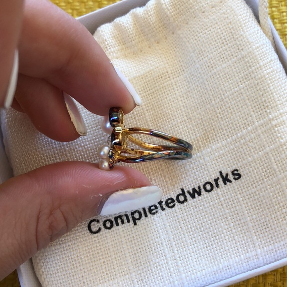 Completedworks CZ Stone Ring in Gold Pearl Crystal Medium - Picture 8 of 10